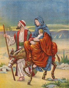 La Huida a Egipto (litografía en color)