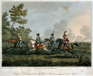 La huida de Bonaparte (1769-1821) del campo de Waterloo en 1815, 1817 de English School