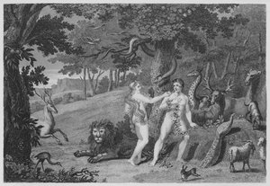 El fruto prohibido, Génesis, III, 6 (grabado) de English School