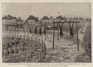 Los franceses en Dahomey, la ejecución de prisioneros de guerra dahomeyanos de English School