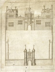 El frente de Wilton House (detalle) de English School