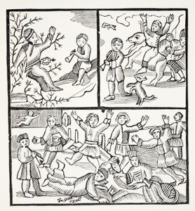 El fraile y el niño, ilustración de Chap-books del siglo XVIII de John Ashton, pub. 1882