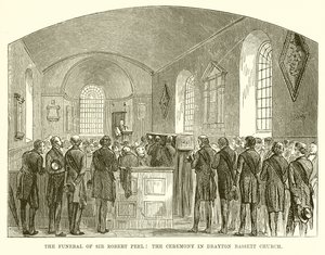 El funeral de Sir Robert Peel: la ceremonia en la iglesia de Drayton Bassett de English School