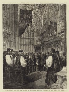 El funeral del difunto Dean Stanley en la Abadía de Westminster, en la tumba en la Capilla del Rey Enrique VII (grabado) de English School