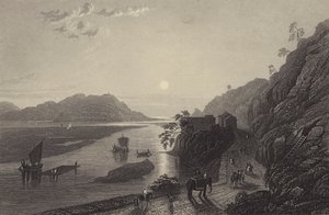 El Ganges entrando en la llanura cerca de Haridwar (grabado) de English School