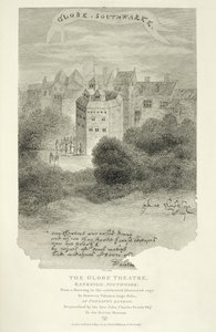 El Teatro Globe, Bankside, Southwark, después de un dibujo de Pennant
