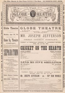 Programa del Teatro Globe, 21 de abril de 1884