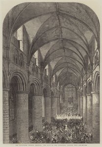 El Festival Musical de Gloucester, la nave de la catedral, mirando al oeste (grabado) de English School