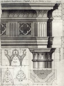 El entablamento gótico y el capitel del primer orden en grande, 1741