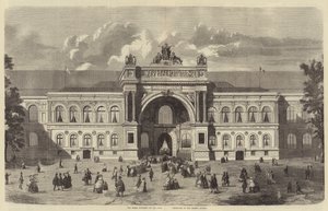 La gran entrada a la exposición de París, en los Campos Elíseos (grabado) de English School