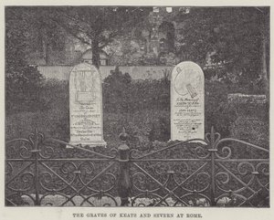Las tumbas de Keats y Severn en Roma (grabado)
