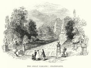 La Gran Cascada, Chatsworth (grabado) de English School