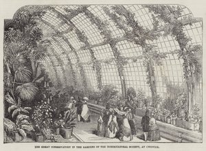 El gran invernadero en los jardines de la Sociedad de Horticultura, en Chiswick de English School