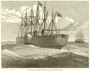 El Great Eastern desplegando el cable atlántico de English School
