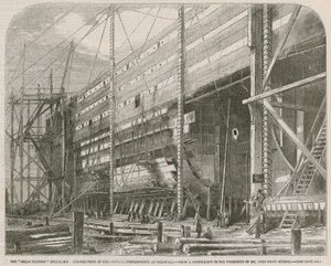 El barco de vapor Great Eastern; Construcción del compartimento central en Millwall de English School