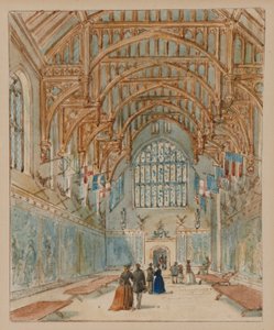 The Great Hall, Hampton Court Palace, c.1860-70 (acuarela sobre papel) de English School