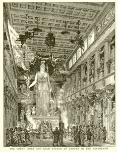 La gran estatua de marfil y oro de Atenea en el Partenón de English School