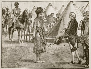 El Gran Mogol entrando en el campamento inglés, 1765, ilustración de Cassells Illustrated History of England