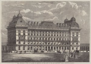El Hotel Grosvenor, en construcción en el sitio del antiguo estanque Grosvenor, Belgravia de English School