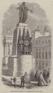 El Memorial de los Guardias en Waterloo-Place, Pall-Mall (grabado)
