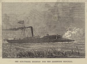 El Buque Cañonero Bermejo para la República Argentina (grabado) de English School