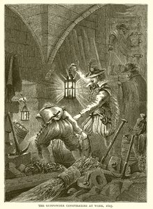 Los conspiradores de la pólvora trabajando, 1605 de English School