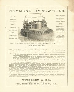 La máquina de escribir Hammond de Wetherby & Co, High Holborn, Londres de English School