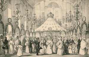 Las Salas de Hanover Square cuando la Reina Victoria hizo la vista privada de la feria de fantasía en ayuda de extranjeros en apuros, celebrada el 19 de junio de 1833 de English School