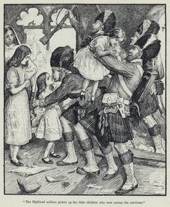 "Los soldados de las Tierras Altas recogieron a los niños que estaban entre los sobrevivientes" de English School