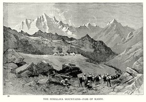 Las montañas del Himalaya - Paso de Kamri (grabado) de English School