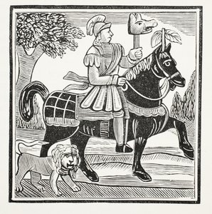 La historia de Guy, Conde de Warwick, ilustración de Chap-books del Siglo XVIII de John Ashton, pub. 1882