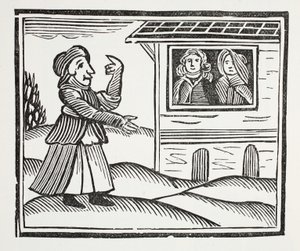 La historia de Madre Shipton, ilustración de Chap-books del Siglo XVIII de John Ashton, pub. 1882 de English School