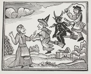 La historia de Madre Shipton, ilustración de Chap-books del Siglo XVIII de John Ashton, pub. 1882