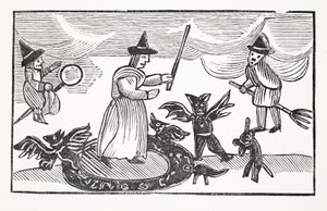 La historia de Madre Shipton, ilustración de Chap-books del Siglo XVIII de John Ashton, pub. 1882 de English School