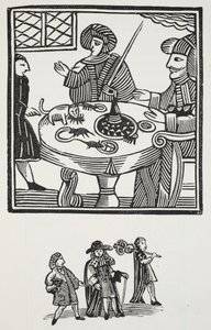 La historia de Sir Richard Whittington, tres veces alcalde de Londres, ilustración de Chap-books del siglo XVIII de John Ashton, pub. 1882 de English School