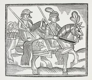 La historia de la vida y muerte de ese noble caballero Sir Bevis de Southampton, ilustración de Chap-books del Siglo XVIII de John Ashton, pub. 1882 de English School
