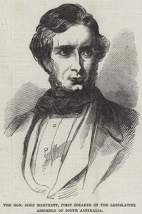 El Honorable John Morphett, Primer Presidente de la Asamblea Legislativa de Australia del Sur (grabado) de English School