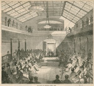 La Cámara de los Comunes, Westminster, Londres, en abril de 1844 de English School