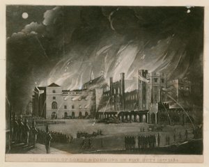 Las Casas de los Lores y los Comunes en Llamas, 16 de Octubre de 1834 de English School