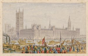 Las Casas del Parlamento, Palacio de Westminster, Londres de English School