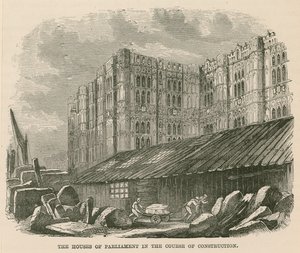 Las Casas del Parlamento en construcción de English School