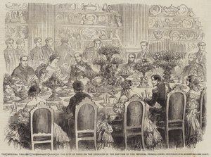 La mesa imperial en el banquete ofrecido por la ciudad de París con motivo del bautismo del príncipe imperial de English School
