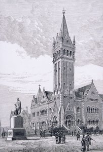 La Iglesia Independiente, Collins Street, Melbourne, Australia, de Imágenes Australianas, pub. por The Religious Tract Society, 1886 de English School
