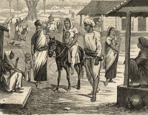 La hambruna en la India: Una aldea bengalí, de "The Illustrated London News". de English School