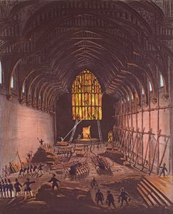 El interior del Westminster Hall, 1834