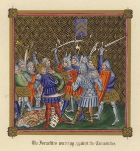 Las israelitas luchando contra los cananeos (color litho) de English School