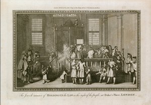 La manera judía de levantar la Ley a la vista del pueblo en Dukes Place, Londres de English School