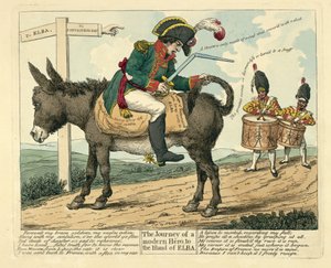 El viaje de un héroe moderno a la isla de Elba, publicado en Londres, 1814 de English School