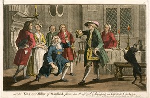 El Rey y el Molinero de Mansfield, de una pintura original en Vauxhall Gardens