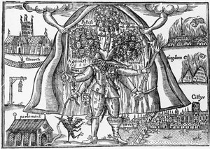 El Monstruo del Reino Desenmascarado desde el Cielo, c.1640-43 de English School